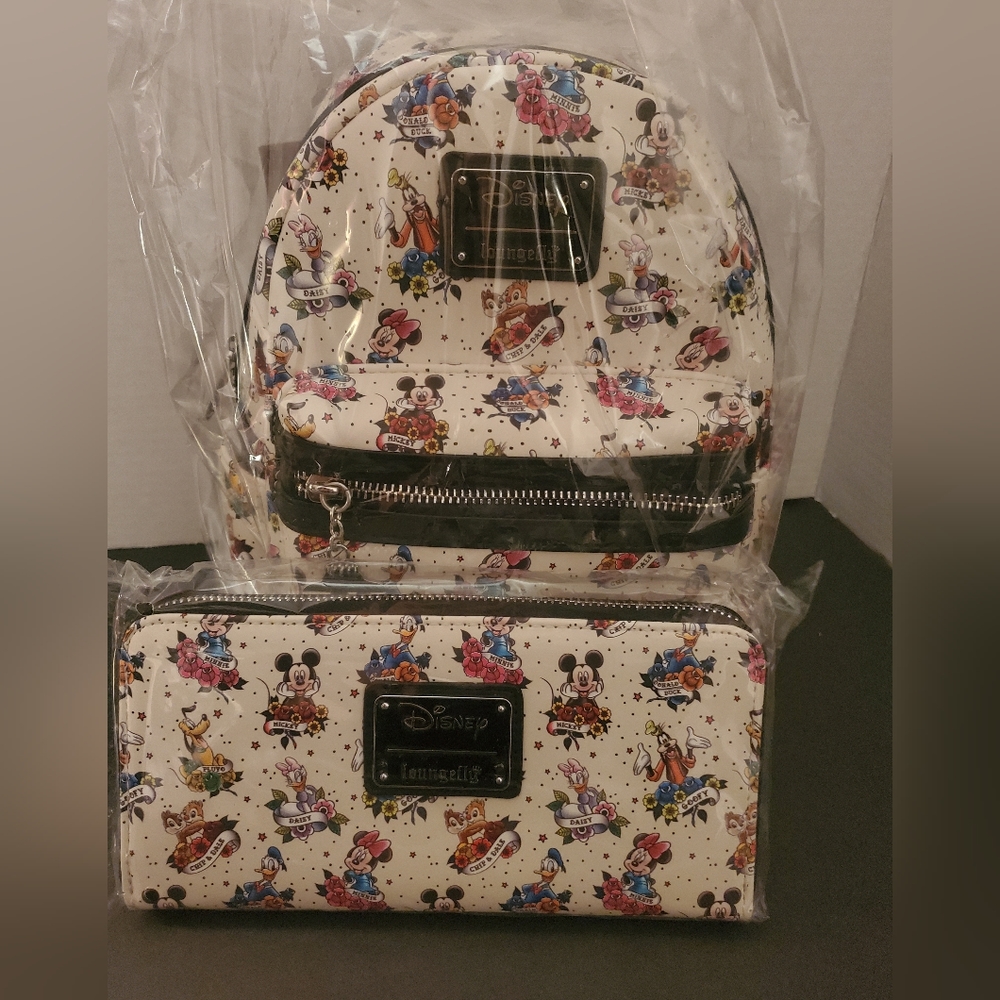 Loungefly Mickey and friends tattoo AOP set